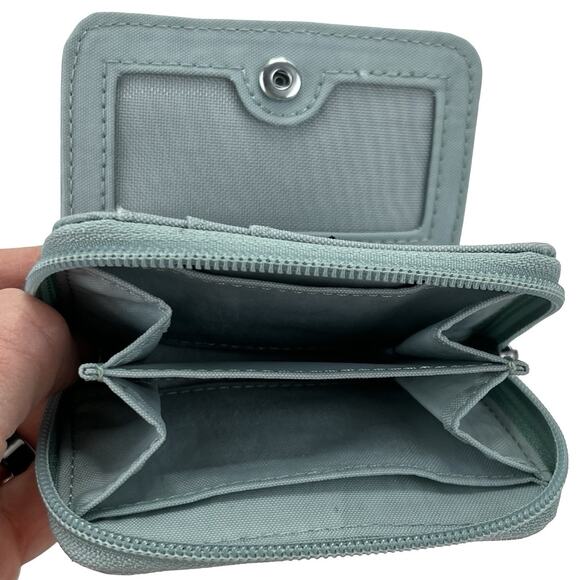 Kipling Wallet Pouch Light Blue Nylon Zip Organizer 5"x3.5" Logo Emblem Star - Picture 5 of 11